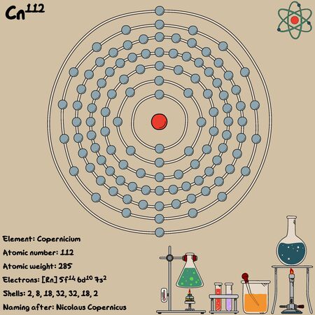 Large and colorful infographic on the element of Copernicium.のイラスト素材