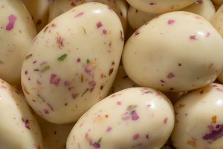 Detailed and large close up shot of chocolate covered almond