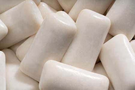 Detailed and large close up shot of peppermint bubblegum.