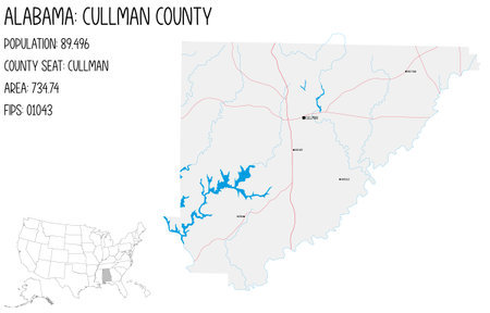 Large and detailed map of Cullman county in Alabama, USA.のイラスト素材