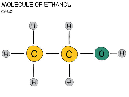 Large and detailed infographic of the molecule of ethanolのイラスト素材