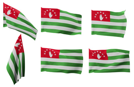 Large pictures of six different positions of the flag of Abkhaziaの写真素材