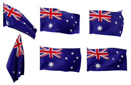 Large pictures of six different positions of the flag of Australiaの写真素材