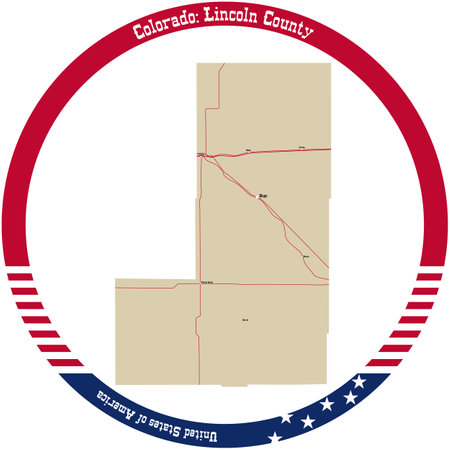 Map of Lincoln County in Colorado, USA arranged in a circle.のイラスト素材