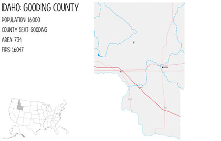 Large and detailed map of Gooding County in Idaho, USA.のイラスト素材
