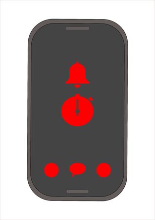 Clock alarm function on the smartphone screen. Mobile phone. Technologies. Awakening. Template for text. Vector image. Poster. Background image.のイラスト素材