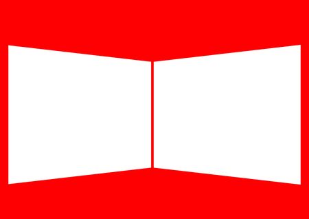 Template for text white sheets of paper on a red background. Background vector image. Poster. Booklet. Place for text. Free space. Abstract image. Form.のイラスト素材