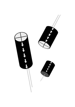 Electronic components electrolytic capacitor template for text. Electronics repair. Repair of household appliances. Transistors and capacitors. Resistors and microcircuits. Poster.のイラスト素材