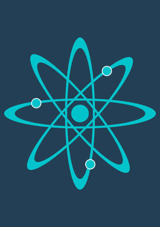 Graphic symbol of the atomic nucleus vector image. The science. Nuclear physics. Chernobyl disaster. Accident in Fokushima. Template for text. Poster. Pattern. Booklet. Radioactive contamination.のイラスト素材