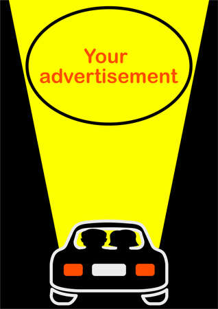 The movement of cars in the headlights at night. Transport. Public transport. Night driving. Traffic Laws. Template with place for text. Avisha. Booklet. Background vector image.のイラスト素材