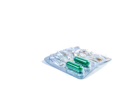 Medical medicine in pills on a white background. Pharmacy drugs in tablets. Pharmacology. Medical...