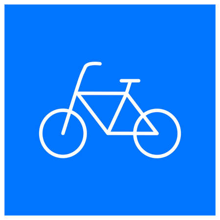 Bike on blue background road sign cyclist track.のイラスト素材