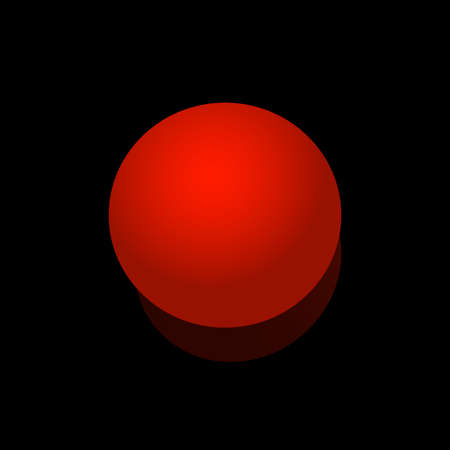 Red sphere on a black background with a shadow.