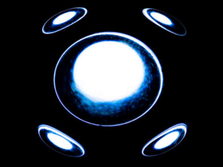 3d sphere of black and white colors on a black background. Sphere. Space theme. Space alien ship....