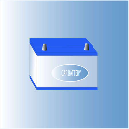 Electric battery to power the vehicle system. Vehicle battery. Constant pressure. Electric poles plus and minus. Car repair. Repair service. Vehicle power supply. Volt. Current strength. Voltage.のイラスト素材