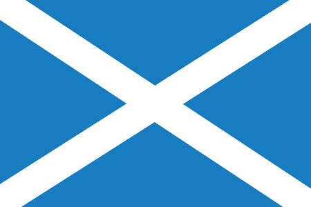 National flag of the country of Scotland. Scottish flag. Scottish state symbol. A constitutional monarchy. Independence Day. The religion is Presbyterian. Capital Edinburgh.のイラスト素材