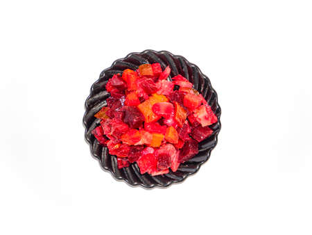 Vegetable salad vinaigrette made from chopped vegetables. Chopped vegetables. Vinaigrette salad. Menu of dishes. Vegetarian food. Home kitchen. Culinary recipe. Cooking food. Healthy eating.の写真素材