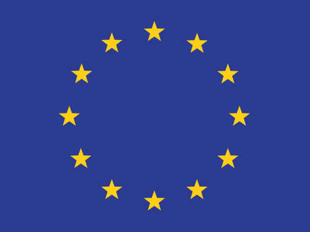 The official flag of the European Union. European Union. Official symbol. Twelve stars. Political treaties. Economic zone. European states. Blue color. European integration. Baner.のイラスト素材