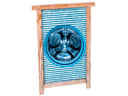 Ribbed board for hand washing home clothes. Washing machine. Washing machine tank. Handwash. Repair and maintenance of equipment. Customer Service. Modern technologies.の写真素材