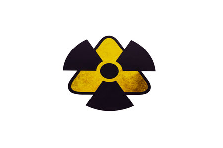 Radiation hazard zone sign isolated on white background.