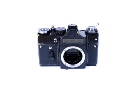 Old SLR camera, 80s of the 20th century - exposure meter, shutter speed, aperture.の写真素材