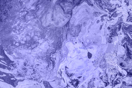 Trendy color of year 2022 Very Peri. Acrylic Fluid Art. Oil painting background of abstract violet ocean.の写真素材