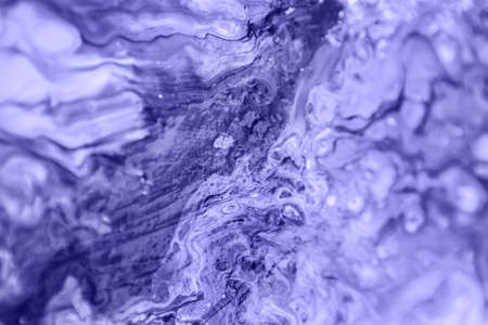 Trendy color of year 2022 Very Peri. Acrylic Fluid Art. Oil painting background of abstract violet ocean.の写真素材