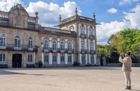 Brejoeira palace facade in MonÃ§Ã£o Portugalのeditorial素材