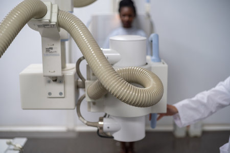 A patient undergoing a radiology sessionの写真素材