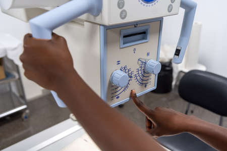 A radiologist using an xray machine