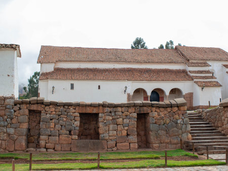 christian church in Chinchero sacred valley of the incas Peruの写真素材