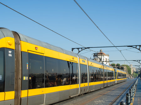 Modern high-speed train on the railway station in Budapest, Hungary