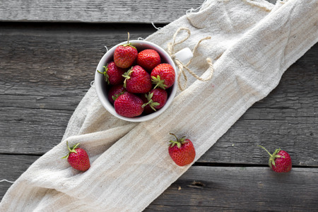 Strawberry on a wooden tableの写真素材