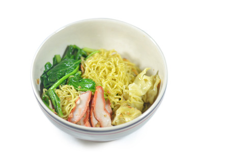 Wonton and egg noodleの写真素材