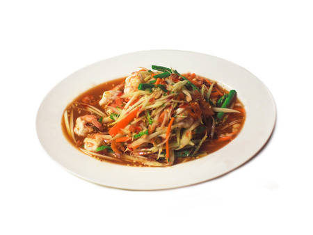 Papaya salad, spicy, bright colorsの写真素材