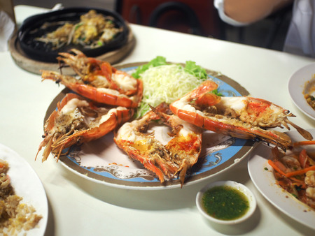 Shrimp big head split down the middleの写真素材