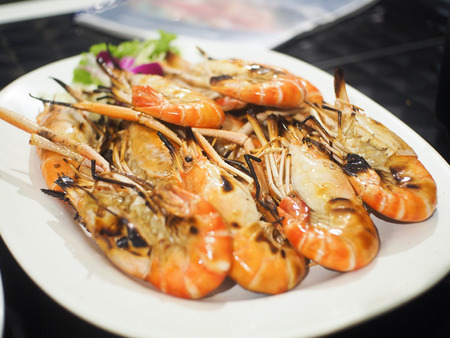 Shrimp big head split down the middleの写真素材