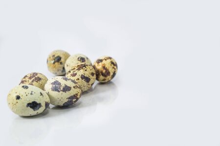 The gang, quail eggs on white backgroundの写真素材