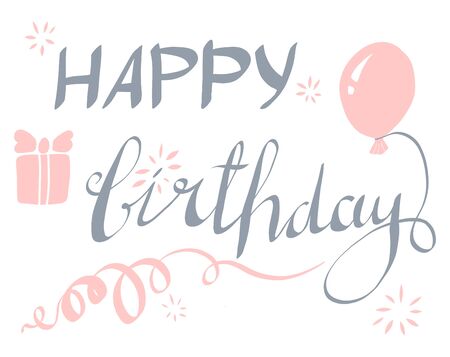 Happy Birthday typographic vector design for greeting cards, Birthday card, invitation card. Isolated birthday text, lettering composition. Vector Illustration eps.8のイラスト素材