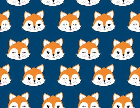 Fox face seamless pattern. Vector illustration EPS8のイラスト素材