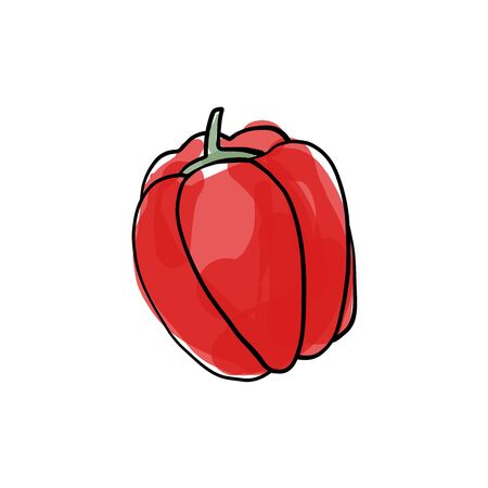 Fresh red pepper vegetable isolated icon. pepper for farm market, vegetarian salad recipe design. vector illustration in flat style.のイラスト素材