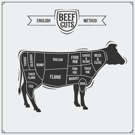 English cuts of beef. Vector illustration.のイラスト素材