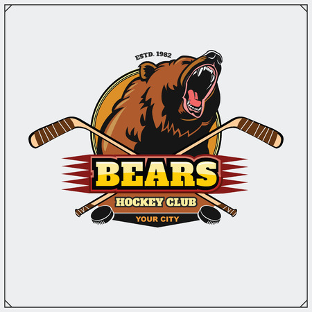 Hockey club emblem with head of bear.のイラスト素材