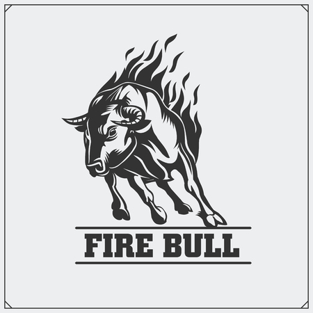 Raging bull. Vector emblem, label and badge.のイラスト素材