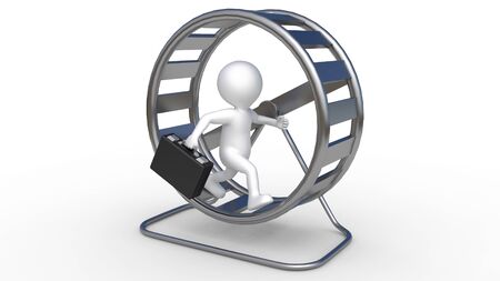 Hamster wheel concept isolated on white background. Made with 3d rendering...の写真素材