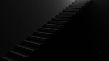 Stairs of dark empty room made with 3d rendering...