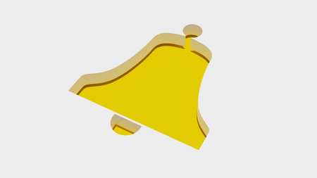 Illustration of a golden bell isolated on a white background - 3d rendering...