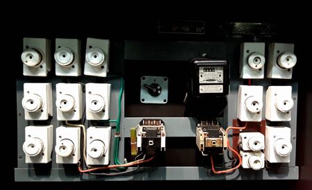 Warsaw, Poland, Dec 16,2019: Old fuse board with an electricity meterのeditorial素材