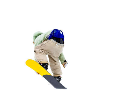 Snowboarder isolated on a white backgroundの写真素材