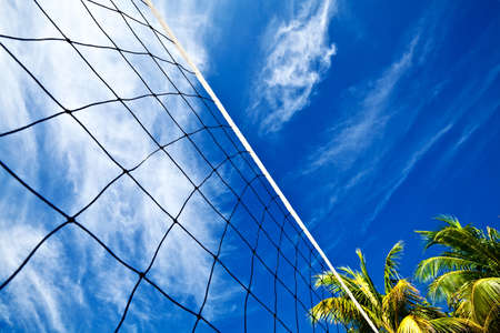 Volleyball net on a island in the Indian Ocean, Maldivesの写真素材